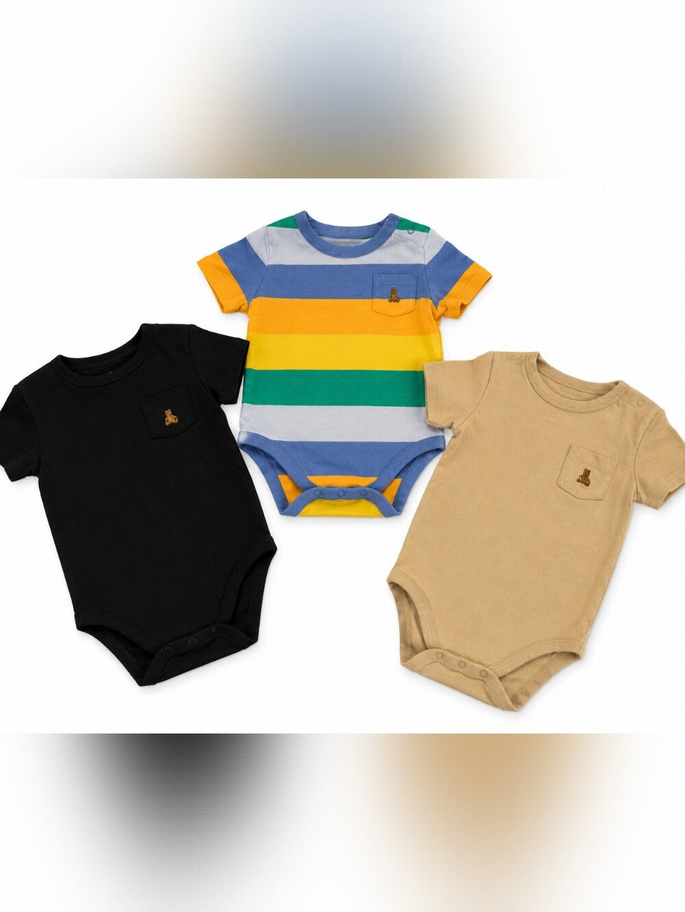 Baby GAP Bundle Navy Blue, Striped, & Khaki Baby One-Piece Bodysuits Size 6-12mo